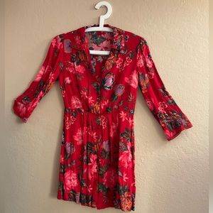 ZARA Woman- Red Floral Mini Dress